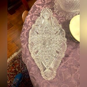 Vintage Elegant Crystal Cut Glass Platter